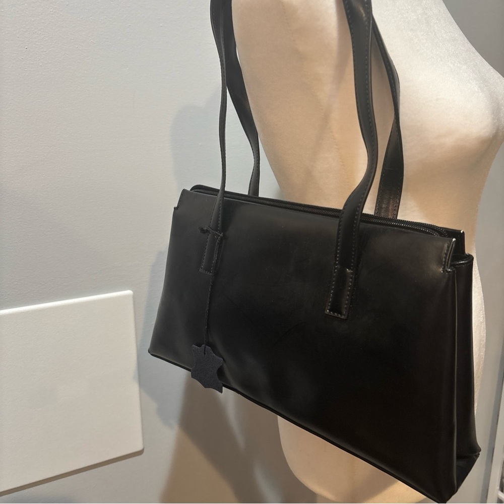 Vera Pelle Italy Black Rectangle Leather HandBag Purse